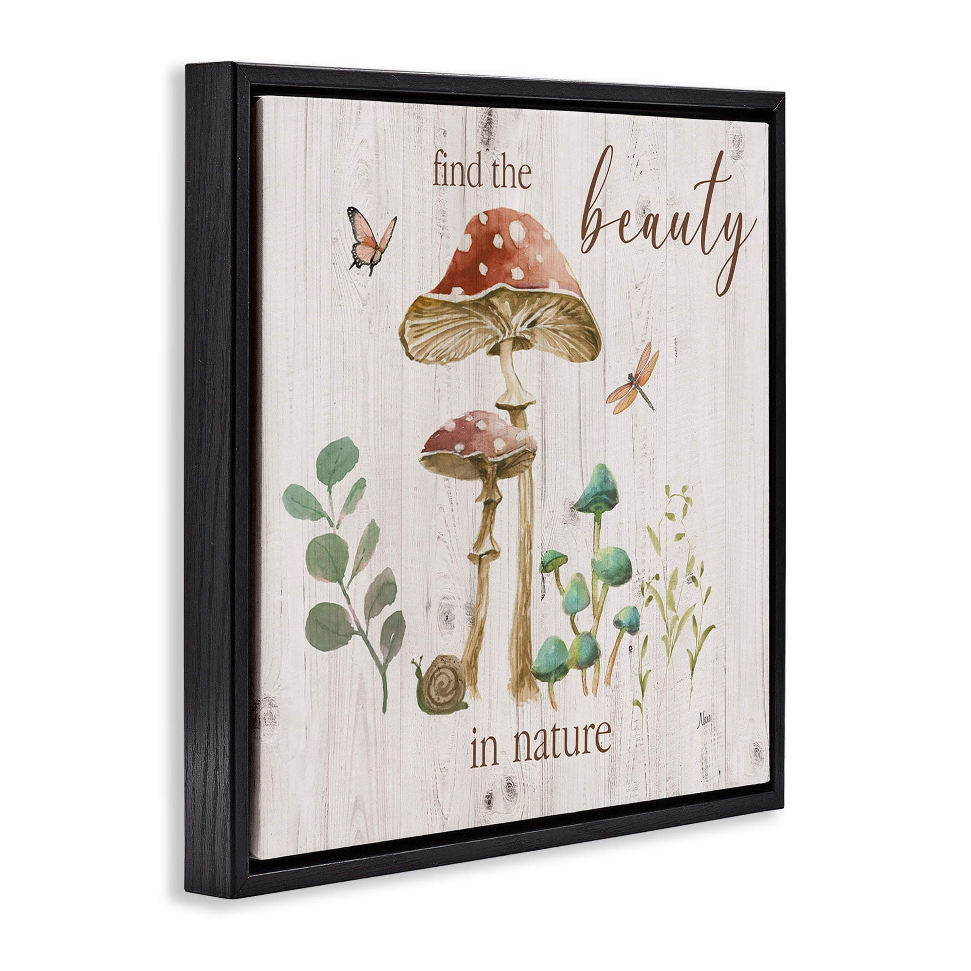 Stupell Industries Find Beauty In Nature Plants & Flowers Painting Black Floater Framed Canvas Art Print Wall Art, 25 x 25