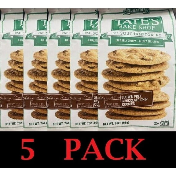 5x Tate's Bake Shop GLUTEN FREE Chocolate Chip Cookies 7 oz Bag - 5 PACK