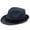 Navy, variant on Unisex's Short Roll Up Brim Straw Fedora Hat Trilby Cuban Panama Summer Beach