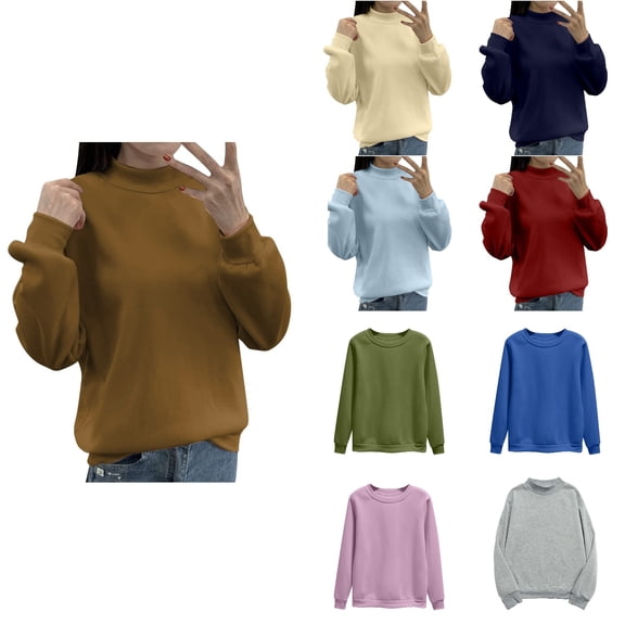 Antinious Womens Plus Size Oversized Sweatshirt Casual Solid Long Sleeve Pullover Crew Neck Tops,Winter Sweatshirt for Women,Going Out Tops for Women,Beige,XXL