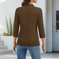 thumbnail image 4 of Golf Polo Shirts for Women 3/4 Sleeve Collared Shirts Moisture Wicking Tennis Polo Shirt with Button Down Gym Blouses Brown S, 4 of 5
