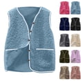 thumbnail image 6 of qucoqpe Women's Cropped Fuzzy Fleece Vest Coat Fall Winter Button Down Sleeveless Warm Plush Jackets with Pockets for Women, 6 of 6