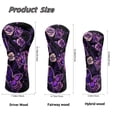 thumbnail image 6 of Uorisanigo Golf Club Head Covers - Premium Leather Purple Rose Butterfly Golf Driver Fairway Hybrid Head Cover - Personalized Golfclub Covers Accessories for Women, Fits Most Size, 6 of 7