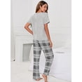 thumbnail image 4 of Hanerdun Women's Plaid Pajamas Lounge Set with Pockets Pjs 2 Piece Sleepwear Nighwear Gray L, 4 of 5