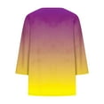 thumbnail image 4 of hxobax 3/4 Length Sleeve Button Shirts for Womens Plus Size Tunic Tops Gradient Casual Loose Blouses, 4 of 4