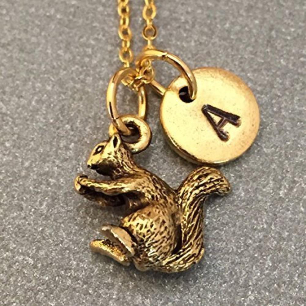 14K Real Gold Squirrel Pendant Charm Necklace,Minimalist Layering Chain Animal Love Jewelry Graduation Gift,Friendship Gift Birthday Gift