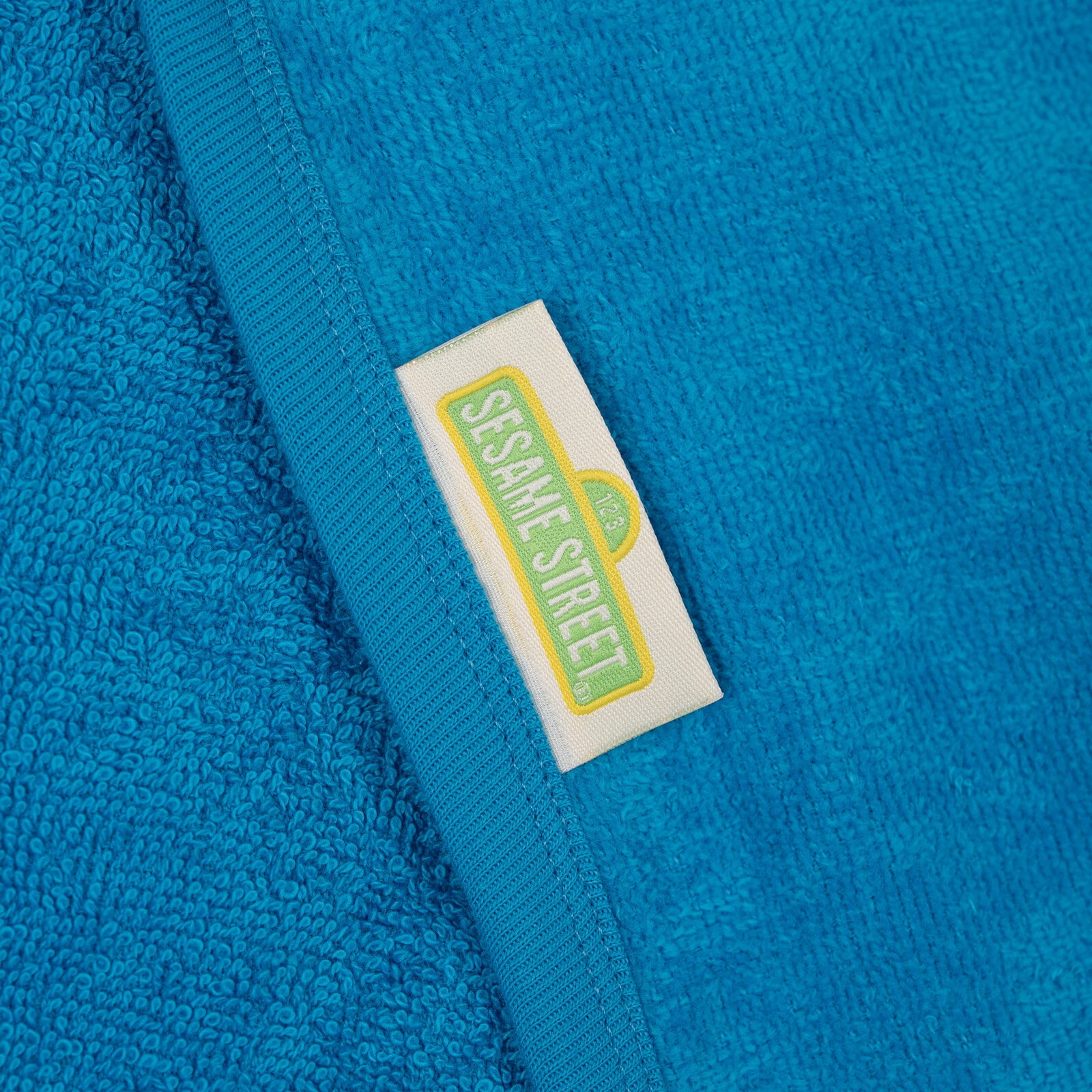Sesame Street Baby Boys' Cotton Character Hooded Towel with Corner Pockets Blue Cookie Monster