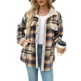 thumbnail image 2 of Chaqueta de Franela A Cuadros con Botones, Estilo Casual, Larga, con Bolsillos, Ideal para Otoño. Gris Azulado M, 2 of 8