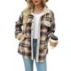 thumbnail image 2 of Chaqueta de Franela A Cuadros con Botones, Estilo Casual, Larga, con Bolsillos, Ideal para Otoño. Gris Azulado L, 2 of 8