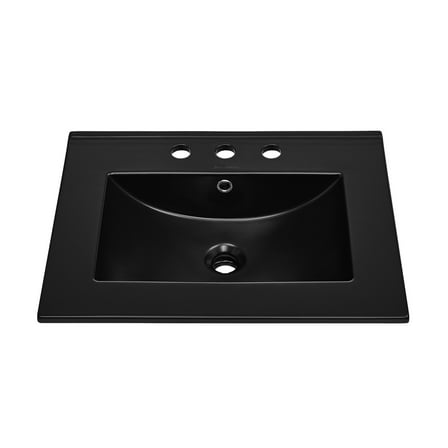 24" 3-Hole Widespread Vanity Sink Top in Glossy Black