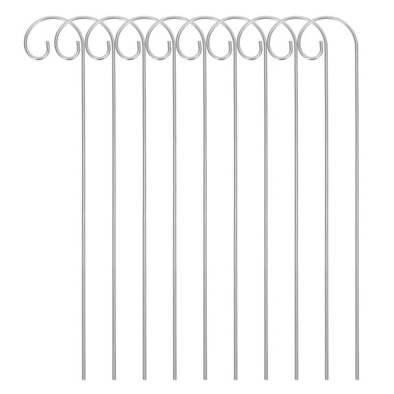 BESTYASH 10Pcs Sturdy Silver Metal Shepherd Hooks for Outdoor Plant Markers and Garden Decorations