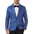 thumbnail image 1 of BLAZER RAYADO INSPIRE CHIC para hombres, chaqueta de traje con patrón de rayas, abrigo de negocios deportivo, talla L, azul oscuro, 1 of 4