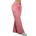 thumbnail image 2 of Women'S Baggy Straight Leg Jeans Elastic High Waisted Denim Pants Bottoms with Pockets Pink XXL, 2 of 9