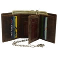 thumbnail image 2 of RFID Blocking Mens Chain Biker Vintage Genuine Leather Classic Trifold Wallet, 2 of 15