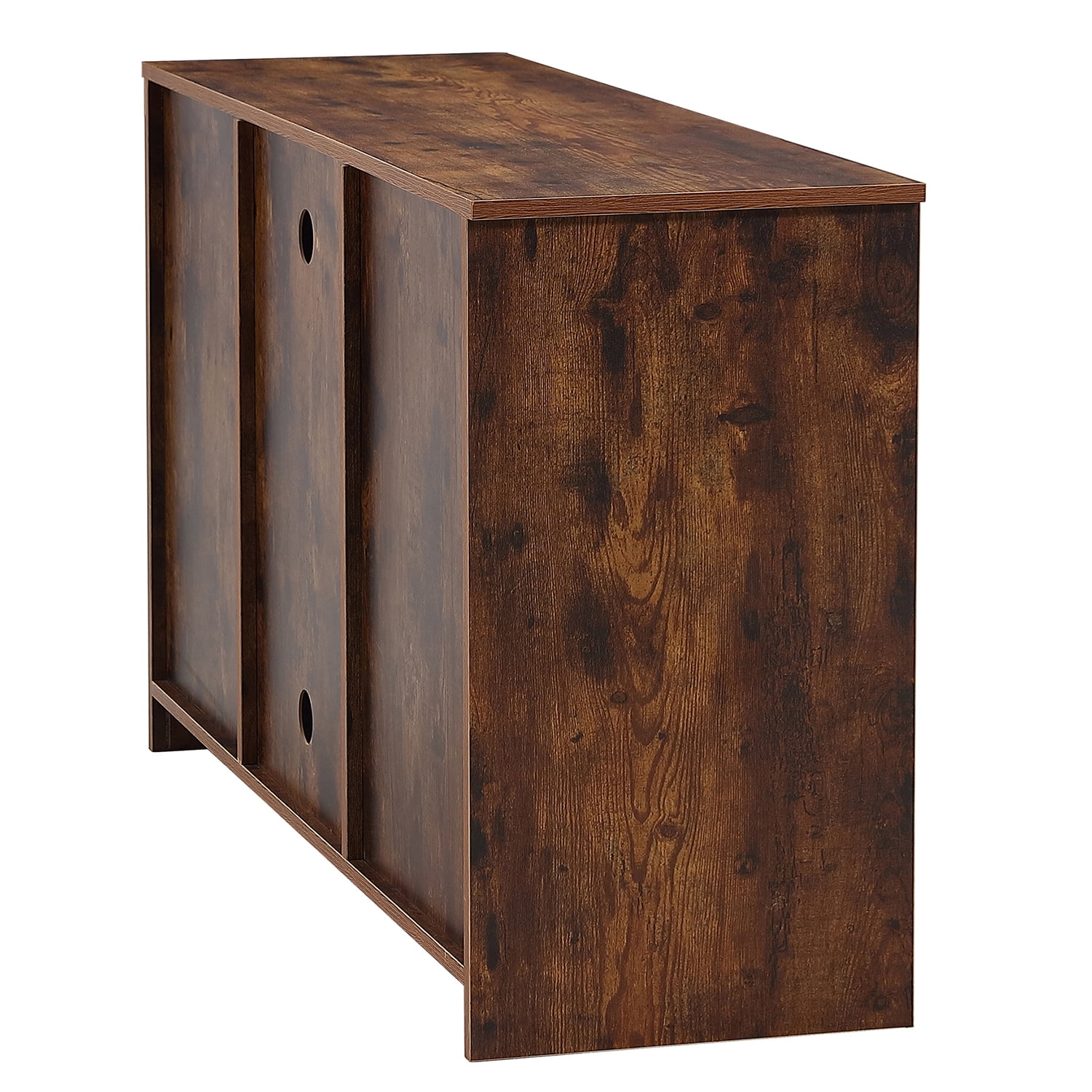 Kadyn Farmhouse TV Cabinet, MDF Floor Storage Cabinet with Two Sliding Barn Doors, Entertainment Center TV Console for Living Room, Rustic Brown Kadyn Farmhouse TV Cabinet, MDF Floor Storage Cabinet with Two Sliding Barn Doors, Entertainment Center TV Console for Living Room, Rustic Brown