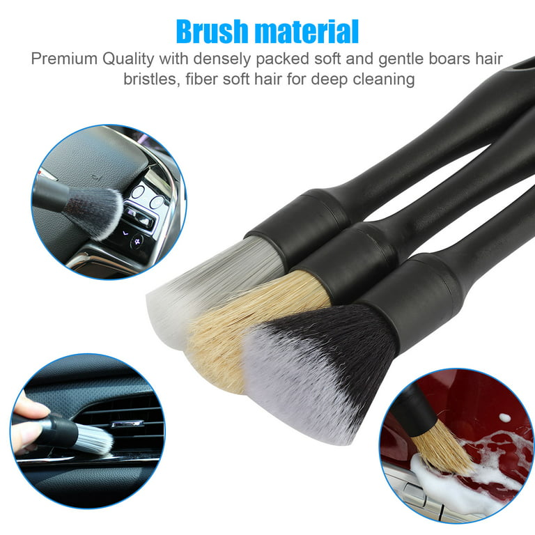 Ghopy 3pcs Car Detailing Brushes Set Soft Auto Detailing Brush Kit  Interchangeable Different Sized Car Detail Cleaning Tool Reusable Car  Detailing Brush for Car Interior Exterior Wheels 