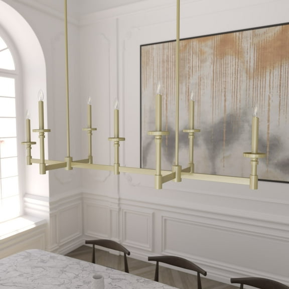 Hunter - Briargrove 7-light Modern Brass, Extra Large Chandelier, Dimmable, Formal Style, Linear Shaped, for Bedrooms, Dining, Living Rooms - 19055