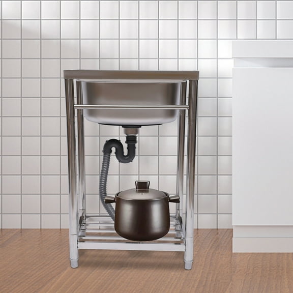 Shzicmy Commercial Utility Stainless Steel 1 Compartment Kitchen Restaurant Single Bowl Sink