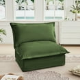 thumbnail image 5 of Gewnee Chenille Fabric Green Deep Seat Singel Armless Sofa Couch for Living Room, Reading Room, Bedroom and Working Spaces, 5 of 18