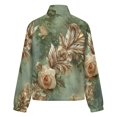 thumbnail image 6 of Jackets for Women Winter Coat Jackets Flannel Stand Collar Jacket(Elegant Gold Roses Floral Design,Size:S-4XL), 6 of 7