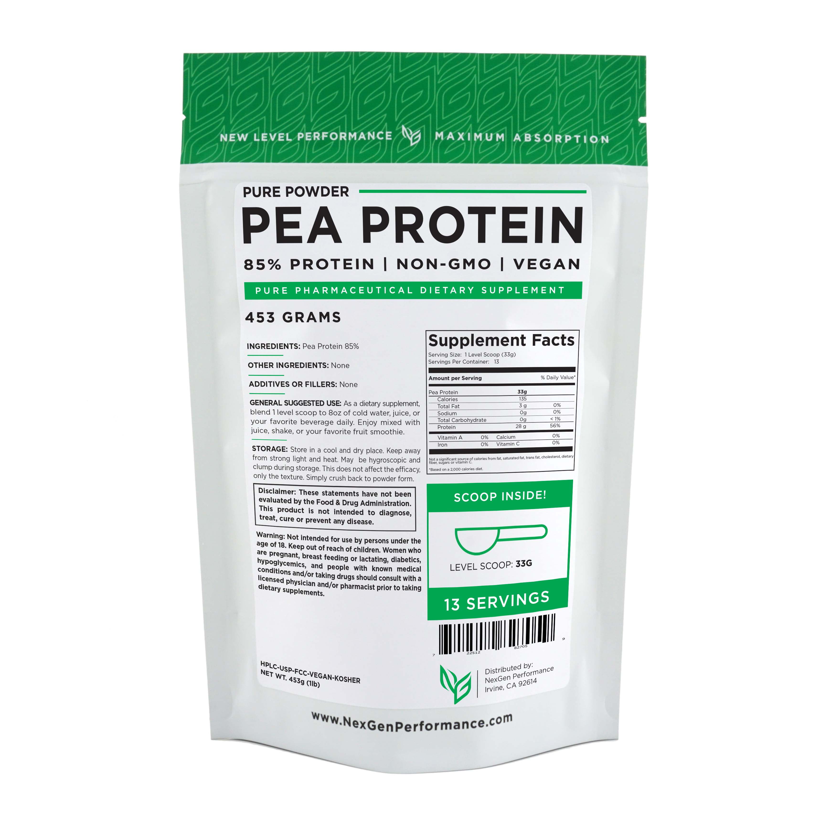 Pea Protein Powder 1lb (16oz) Premium Plant Protein