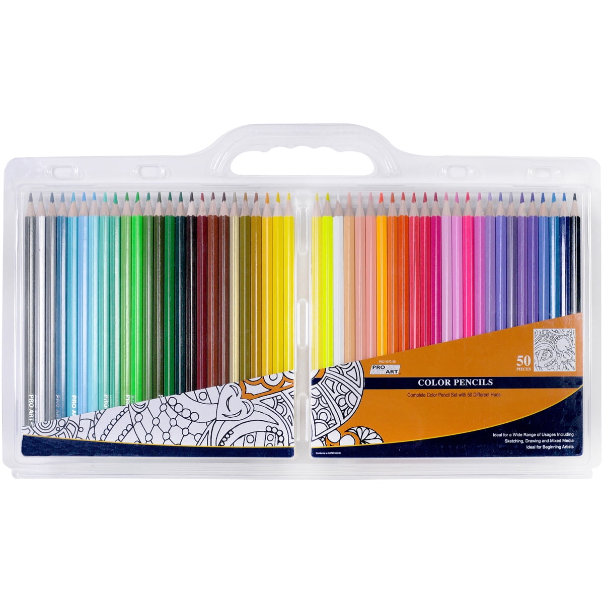 50pc Adult Coloring Book Artist Grade Colored Pencil Set, Drawing