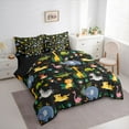 thumbnail image 3 of Manfei Yellow Lions Leopard 7pcs Bedding Comforter Set,Wild Crocodile Queen Bedding Sets,Kawai Zebra Pattern Queen Sheet Sets For Girls Boys,Microfiber Bedroom Decor Reversible, 3 of 8
