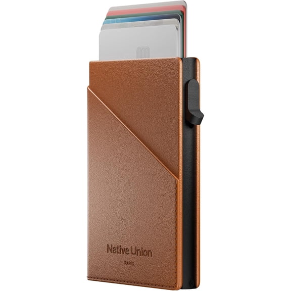 Native Union Slide Card Wallet – MagSafe Compatible for iPhone – RFID Blocking Smart Card Holder for Men – Ultra Slim Recycled Leather with 1-Handed Slide Access – Holds up to 6 Cards (Tan)