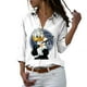 thumbnail image 4 of Disney-Camiseta de manga larga con botones para mujer, camisa informal con solapa y estampado 3D de Mickey, Minnie, Pato Donald, estilo Harajuku, y2k, novedad de 2022, 4 of 4