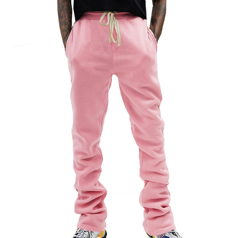 jjayotai Mens Sweatpants, Linen Stacked Flared Sweat Pants