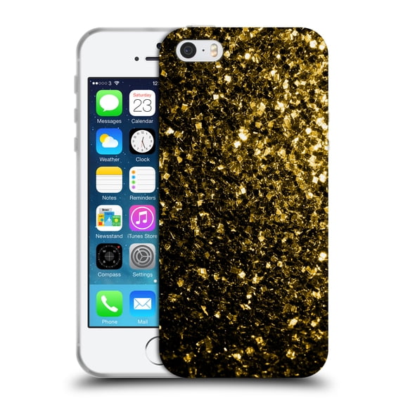 Head Case Designs Officially Licensed PLdesign Glitter Sparkles Yellow Gold Soft Gel Case Compatible with Apple iPhone 5 / 5s / iPhone SE 2016