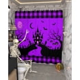 thumbnail image 5 of Halloween Castle Shower Curtain Set ，Waterproof Fabric Shower Curtains Pumpkin Bat Black Plaid Purple Background Shower Curtains for Bathroom,Bathroom Decor 60"x72", 5 of 6