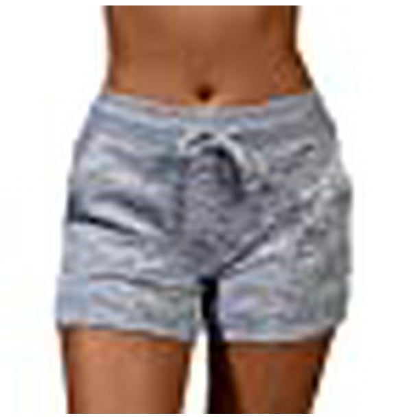 90 Degree By Reflex Soft and Comfy Activewear Lounge Shorts with Pockets and Drawstring for Women Heather Grey Medium Walmart