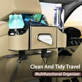 thumbnail image 5 of Supbessel 3-in-1 Car Organizers and Storage Box, Multifunctional Car Seat Back Storage Box with Tissue Holder, 2 Cup Holders & Hanging Hooks, Back Seat Car Organizer for Travel - Beige, 5 of 12