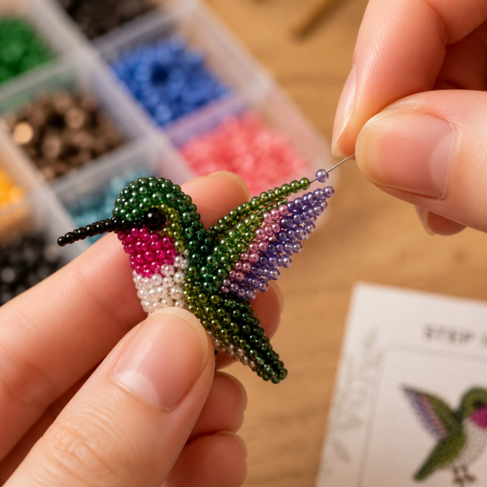 Tiny 3D Beaded Animal DIY Kit, Practical Beginner Beading Kit, Vivid Animal Shaped Handcraft Making Kit, Ideal DIY Craft Gift for Birthday Holiday Party Present Handicraft Creation A