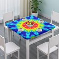 thumbnail image 3 of Rainbow Tie Dye Mandala Pattern Square Fitted Tablecloth with Elastic Edge,Square Table Cover,Washable Elastic Table Cover for Home Kitchen Party Decor 34"x34", 3 of 6