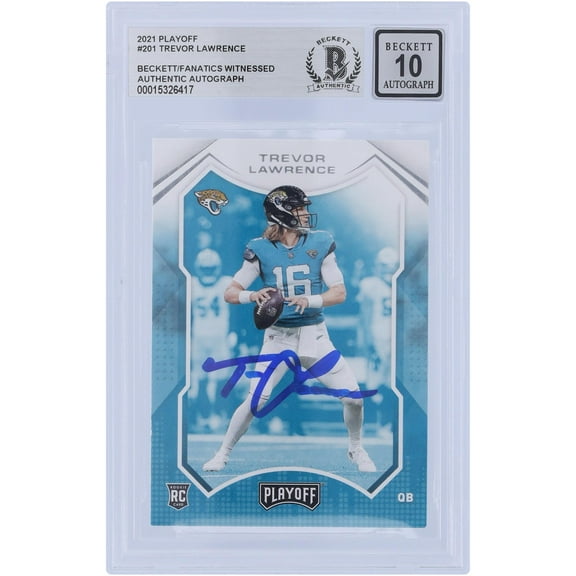 Trevor Lawrence Jacksonville Jaguars Autographed 2021 Panini Playoff #201 Beckett Fanatics Witnessed Authenticated 10 Rookie Card - Fanatics Authentic Certified