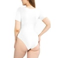 thumbnail image 3 of POSESHE Women's Plus Size Round Neck Short Sleeve Bodysuit, 3X, White, 3 of 7