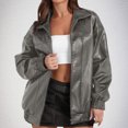 thumbnail image 2 of jtjvou Leather Jacket Women Faux Oversized Motorcycle Coats 2025 Fall Fashion Outfits Winter Clothes Gray S, 2 of 7