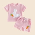 thumbnail image 5 of ITSAME Newborn Infant Girls Outfit Set, Crewneck T-Shirt and Shorts 2-Piece Cute Embroidery Fashion Casual Set Pink 18-24M, 5 of 6