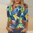thumbnail image 2 of HAPIMO Women' Plus Size Summer Tops for Women Crew Neck Tees Elegant Blouses Flower Print Tops Flowy Fashion Clothes Casual Loose Dressy Tunic Multicolor XL, 2 of 5