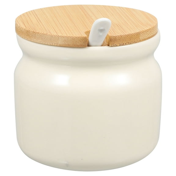 MUSEYA Small Jar with Spoon Ceramic Storage Buffet Restaurant Owners 1 Set