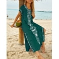 thumbnail image 5 of Bsubseach Kaftan Dress for Women V Neck Short Sleeve Beach Long Swimsuit Cover Up, One Size, 100% Rayon, 5 of 5