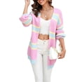 thumbnail image 1 of SUNSIOM Women’s Plus Size Knit Cardigan Long Sleeve Contrast Color Open Front Chunky Sweater Loose Tops, 1 of 9