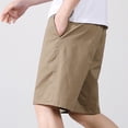 thumbnail image 6 of Men's Big&Tall Cotton Casual Shorts Elastic Drawstring Waist Multi-Pocket Athletic Shorts Flat Front Golf Shorts,L,Yellow, 6 of 7