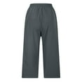 thumbnail image 4 of lmcalzta Capis Pants for Women High Waisted Loose Drawstring Lounge Pants Summer Casual Wide Leg Capris, 4 of 8