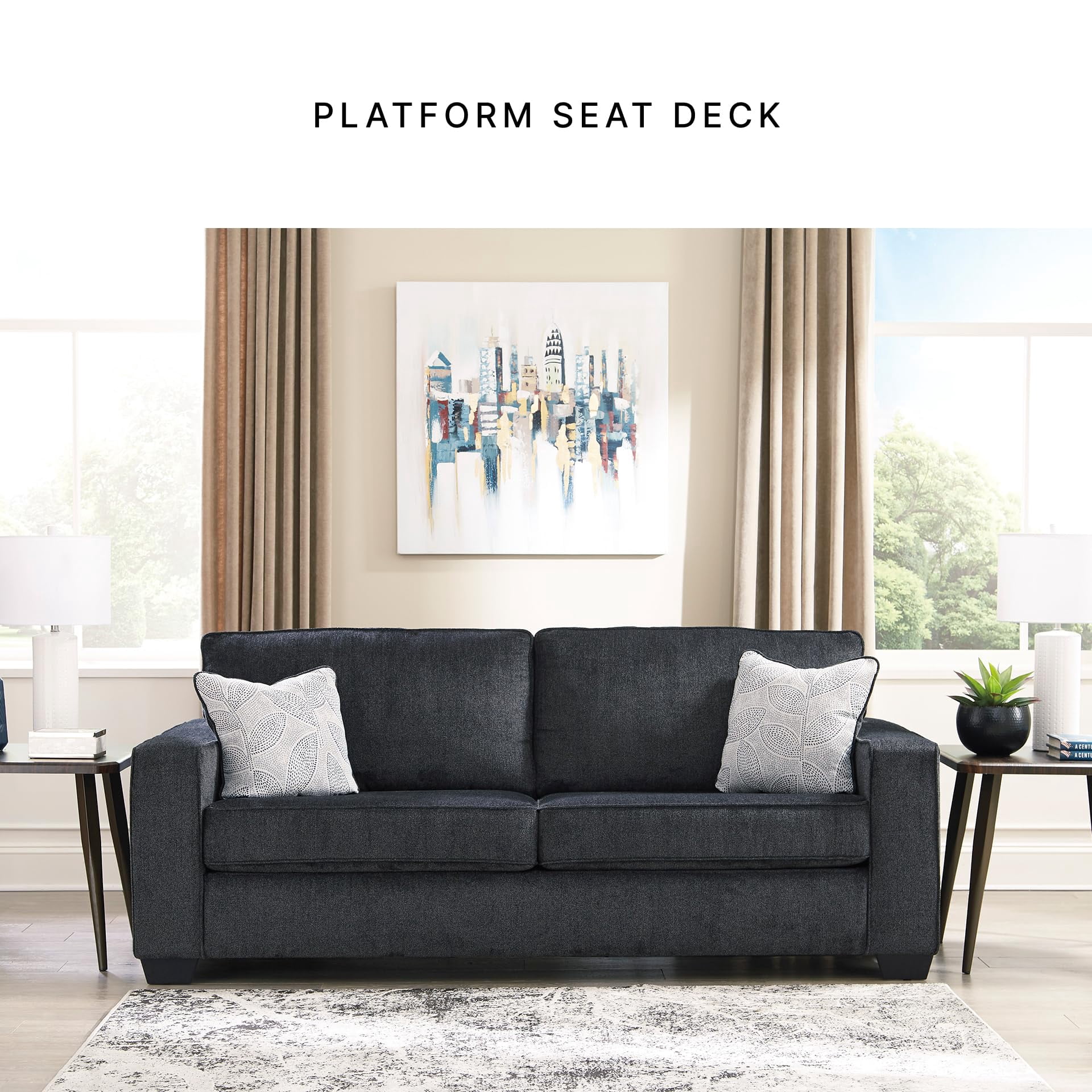 Ashley Furniture Polyester Signature Design Altari Sofa with Pillow, Slate