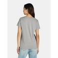 thumbnail image 4 of Time and Tru Women's Cotton Crewneck Tee with Short Sleeves, Size XS-XXXL, 4 of 5