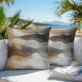 thumbnail image 4 of Ombre Gray Brown White Painting Outdoor Pillow Covers Pack of 2 Abstract Wave Stripes Waterproof Throw Pillow Covers Decorative Cushion Cases for Patio Garden Tent Balcony Couch 24x24 inch, 4 of 8