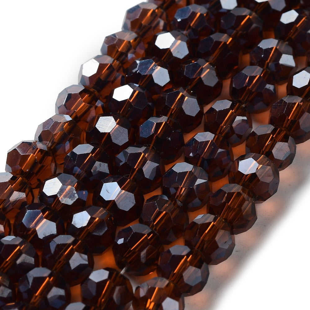 Sienna 10 Strand Electroplate Glass Bead Strands Pearl Luster Plated Faceted(32 Facets) Round Sienna 8x7mmDIY